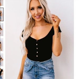 NanaMacs black button up bodysuit